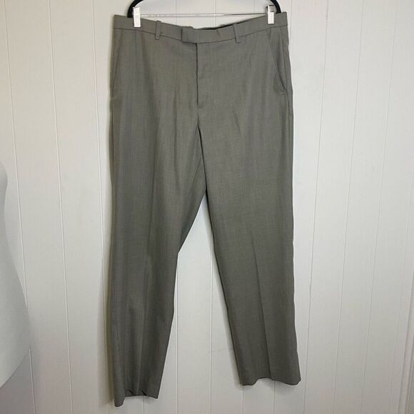 Perry Ellis Portfolio Men's 38x32 Grey Flat Front Dress Pants Trousers Slacks - Picture 6 of 15